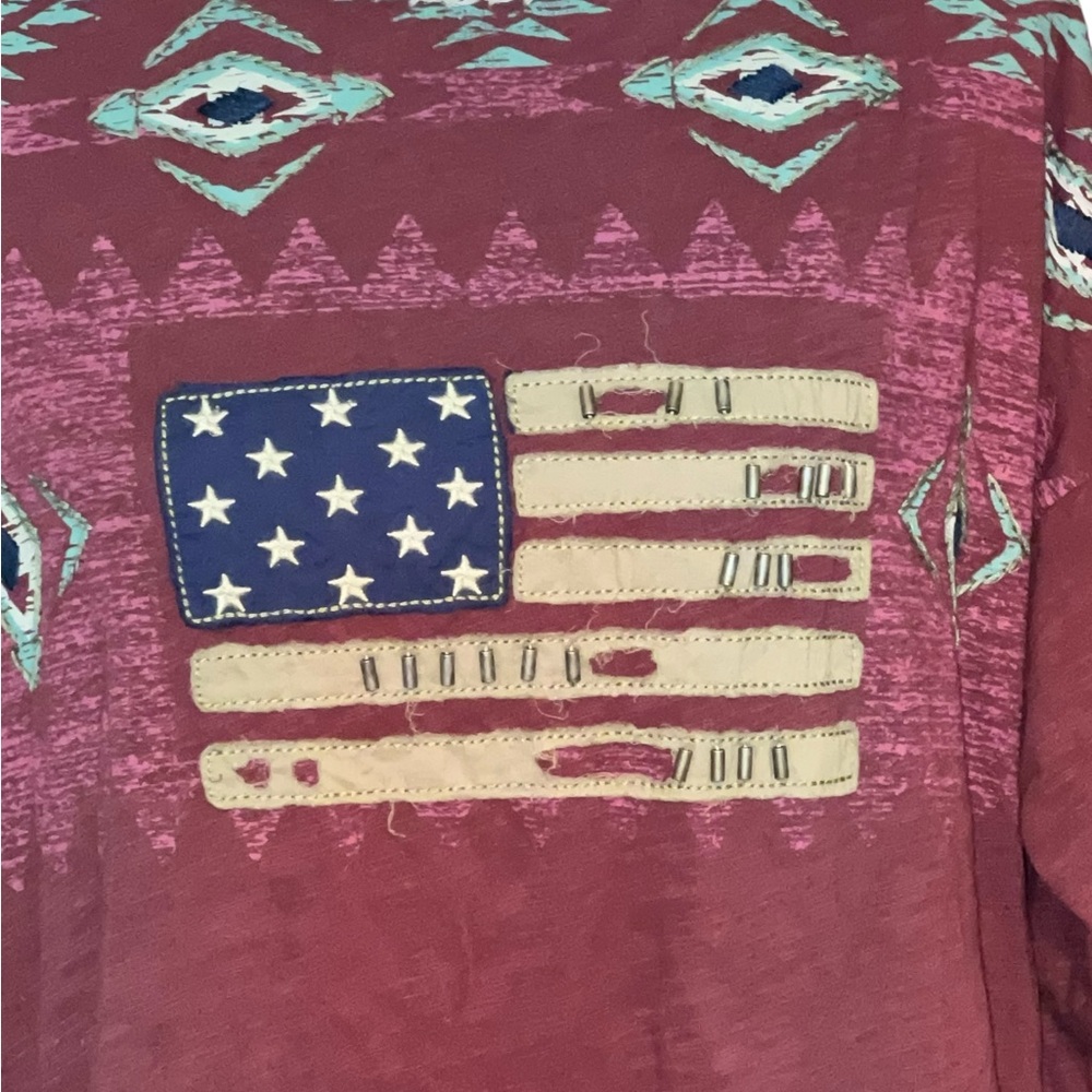 Double D Ranch Mauve Southwestern Graphic Tee with Turquoise & Navy Accents - Picture 3 of 10